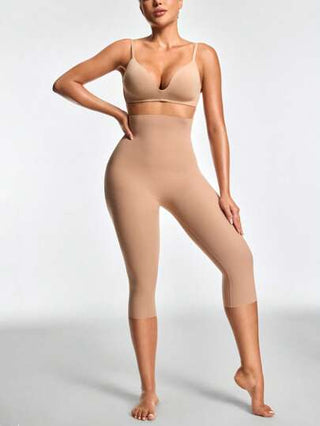 Shape سراويل نسائية ضيقة بخصر عالي بلون أحادي مع قطع شبكية مخصر منحف