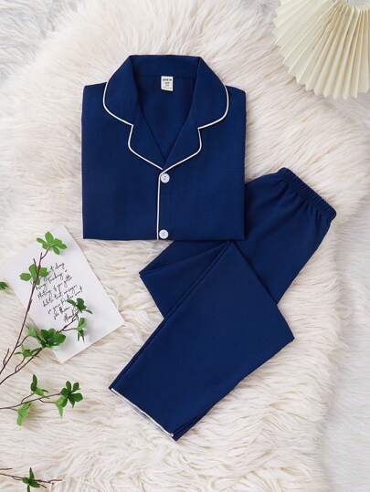 مجموعة 2 قطعة من السترة الفضفاضة قصيرة الأكمام والبناطيل للأولاد ، ملابس منزلية مريحة