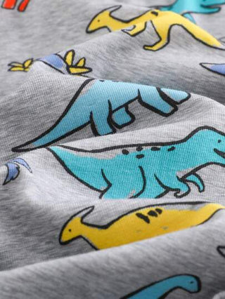 Cozy Pixies مجموعة 2 قطعة بنطال كاجوال للأطفال الصبيان بخصر مطاطي بطبعات حيوان كرتونية