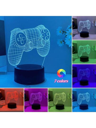 قطعة واحدة من مصباح ليلي بشكل وحدة تحكم الألعاب، يعمل بالكهرباء USB، مصباح إضاءة جو ضوء خفيف لغرفة النوم والمعيشة والنادي، هدية مثالية للأصدقاء في عيد الحب وموسم العودة للمدارس وعيد الشكر وفي عيد الأب وأعياد الميلاد