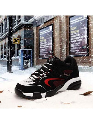 بوت الثلج الشتوية الدافئة المبطنة للرجال، بوت الكاحل السميكة والمقاومة للماء والانزلاق، مناسبة للأنشطة الخارجية، مريحة وعصرية في الطقس البارد