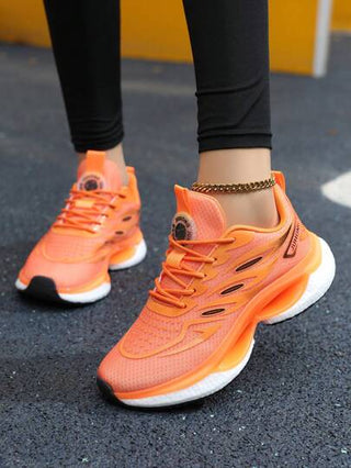 أحذية جري خفيفة الوزن منفذة للهواء للنساء - أبيض وأزرق نيلي بنمط كاجوال عالي العنق بخيط أربطة وبنعل سميك مبطن من مادة TPU، أحذية مشي مريحة للاستخدام في كل الأوقات للرحلات والجيم والاستخدام اليومي (المقاس 36-45 أوروبي)، ببطانة داخلية مرنة