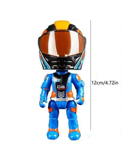 دمية الراكب الصغيرة معدن سبيكة مطور بشكل كرتوني مع خوذة, تمثال زخرفي لتزيين المكتب, هدايا الحفلات, هدايا المناسبات