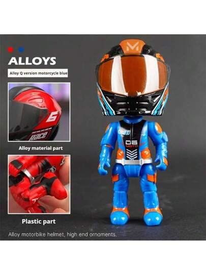 دمية الراكب الصغيرة معدن سبيكة مطور بشكل كرتوني مع خوذة, تمثال زخرفي لتزيين المكتب, هدايا الحفلات, هدايا المناسبات