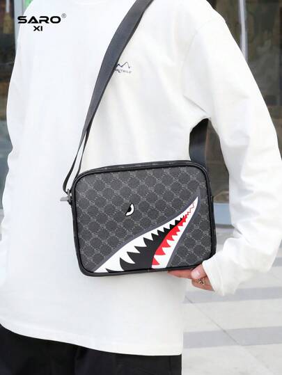 حقيبة كتف رجالية بجيوب جانبية، حقيبة رسول بعرض الصدر، حقيبة يد مربعة كاجوال، متعددة الوظائف للتنقل، مصنوعة من البولي فينيل كلورايد، بطراز بسيط، باللون الأسود، هدية رائعة للأصدقاء