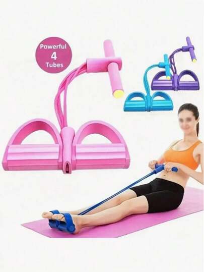 معدات لياقة متعددة الأغراض: جهاز 1 عمود أنبوبي لدواسة البكرة - مناسب لتمارين البطن والإطالة والتمارين الكاملة للجسم - مصنوع من مادة TPE المتينة باللون البنفسجي/الوردي