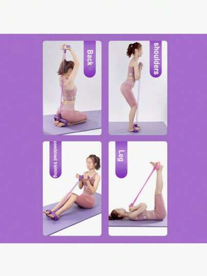 معدات لياقة متعددة الأغراض: جهاز 1 عمود أنبوبي لدواسة البكرة - مناسب لتمارين البطن والإطالة والتمارين الكاملة للجسم - مصنوع من مادة TPE المتينة باللون البنفسجي/الوردي