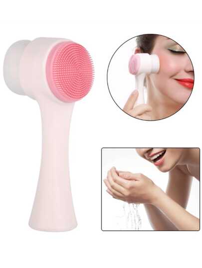 فرشاة تنظيف يدوية مزدوجة الوجهين، فرشاة وجه من السيليكون الناعم، تنظيف عميق، تقشير لطيف، للبشرة الحساسة، إزالة المكياج اليدوي، مدلك وجه تنظيف عميق، العناية بالبشرة، أساسي لتنظيف الوجه، اكسسوارات العناية بالبشرة، هدايا للنساء