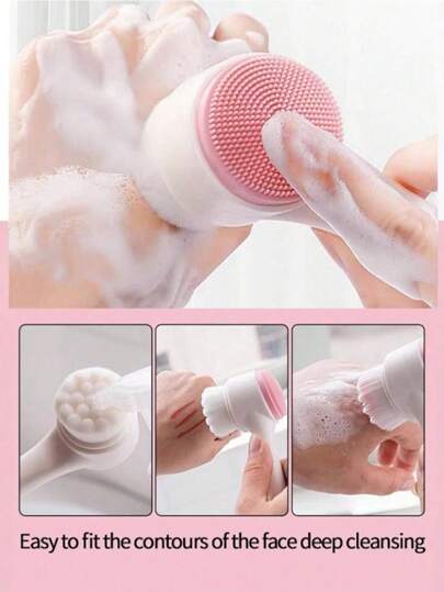 فرشاة تنظيف يدوية مزدوجة الوجهين، فرشاة وجه من السيليكون الناعم، تنظيف عميق، تقشير لطيف، للبشرة الحساسة، إزالة المكياج اليدوي، مدلك وجه تنظيف عميق، العناية بالبشرة، أساسي لتنظيف الوجه، اكسسوارات العناية بالبشرة، هدايا للنساء