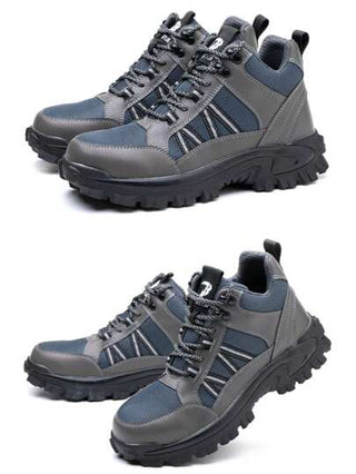 بوت سلامة رجالية عالية الأعلى مع ربطة بوت ، بوت عمل رياضية بنسق صناعي ، تحتوي على طرف حماية من الصلب ، مقاومة للسحق والثقب والانزلاق ، مناسبة لصناعة البناء