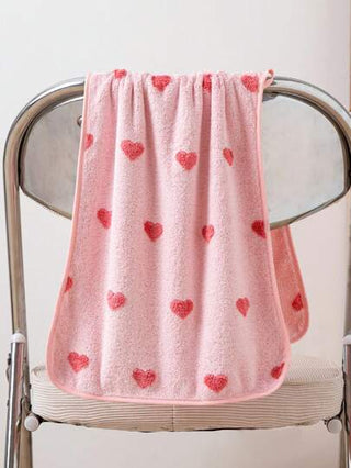 قطعة واحدة من المنشفة الجاكار من البوليستر بنمط القلب، بحجم مستطيل 70*140 سم أو 34*75 سم، باللون الوردي، مناسبة للحمام والمطبخ وغسيل الوجه، ذات امتصاصية عالية ومناسبة للبالغين والأزواج والعائلات في جميع الفصول، سريعة الجفاف، مناسبة كهدية لحمام...