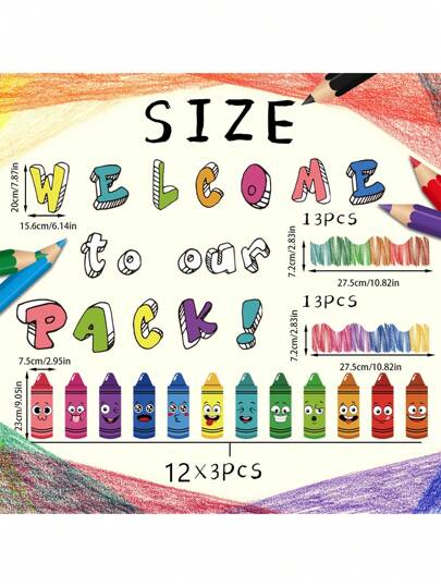 79 قطعة من ديكورات لوحة النشرة العودة إلى المدرسة - أهلا بكم في قطع الرسم البياني للحزمة الملونة مع حواف الحدود للوحة إعلانات الفصل ، ديكور جدران الفصل الأول من المدرسة ، لوازم الحفلات