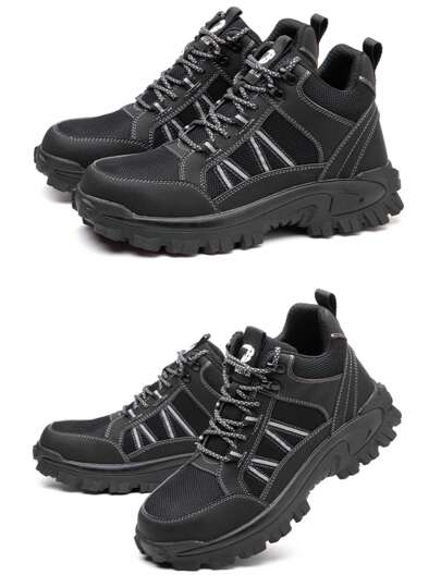 بوت عمل ذات حماية لأصابع القدم من الفولاذ الثقيل للرجال، بوت خفيفة الوزن للعمل في الهواء الطلق، بوت سلامة وحماية مناسبة للمشي البري، مناسبة لجميع الفصول