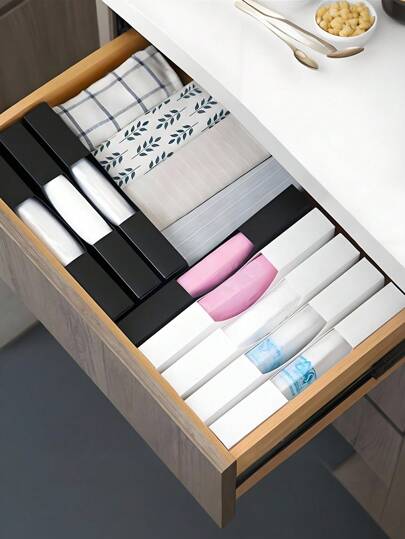 SHEIN 1قطعة صندوق تخزين أكياس المهملات من البولي بروبلين ، صندوق بقالة أحادي اللون بتصميم بسيط لتخزين المطبخ