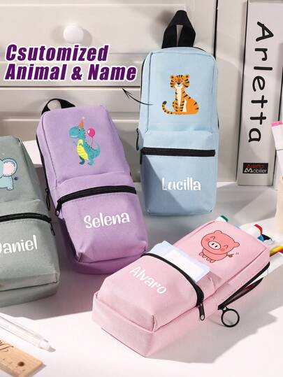 1 قطعة حافظة أقلام مخصصة بالاسم هدية عيد ميلاد للطالب، حقيبة هدية حفل عيد الميلاد، مواسم العودة للمدرسة، هدايا موسم التخرج، كيس قماشي، اكسسوارات مدرسية، محفظة مزودة بسحاب، هدايا عيد الفصح