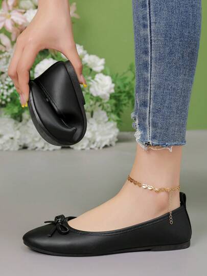 OFFWIND أحذية بالييه أنيقة للنساء، موديل جديد للربيع والصيف، متعددة الاستخدامات، كعب منخفض، مريحة، ناعمة، خفيفة الوزن، مزينة بفيونكة، سهلة الارتداء، أنيقة للعمل