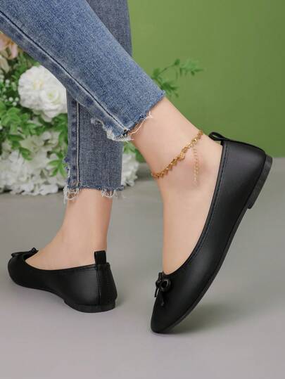 OFFWIND أحذية بالييه أنيقة للنساء، موديل جديد للربيع والصيف، متعددة الاستخدامات، كعب منخفض، مريحة، ناعمة، خفيفة الوزن، مزينة بفيونكة، سهلة الارتداء، أنيقة للعمل