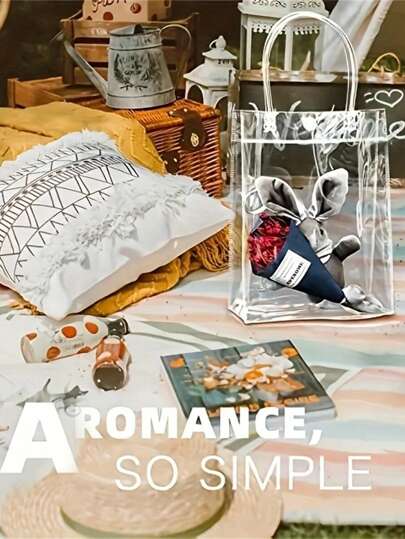 1/10 حقيبة شفافة من البلاستيك الشفاف - متعددة الاستخدامات ، إعادة الاستخدام ،لأغراض الحفلات والحرف والتسوق