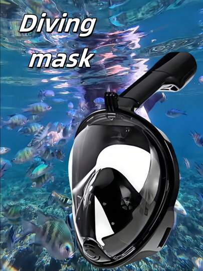 قناع غطاء الوجه الكامل للغطس والسباحة، بمجموعة كاملة ، لرؤية واسعة النطاق، مضاد للضباب، أنبوب تنفس جاف، مثالي للغطس والسباحة والقوارب، علبة هاتف مقاومة للماء، تفاعلية مع الشاشة اللمسية، قطعة واحدة