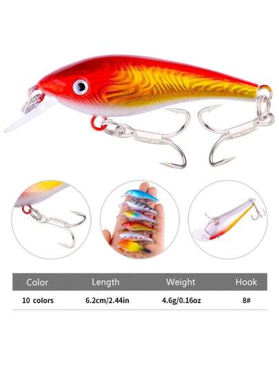 10 قطع/العبوة طعم صيد سمك السلمون الصغير العائم الذي يتأرجح أطراف السمكة ، طعم اصطناعي للمياه العذبة صيد السمك كابوركلاب، دعاسة