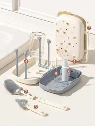 1 طقم فرشاة لتنظيف زجاجات الأطفال مع حقيبة تخزين، مناسب للسفر والاستخدام في الخارج