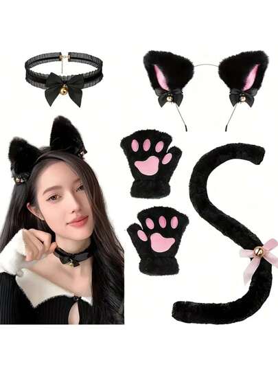 4 قطع / مجموعة ، 3 قطع / مجموعة ، 2 قطع / مجموعة أدوات زي الحفلات الكرتونية المحبوبة لقطة كوسبلاي ، هوايات ، مجموعات ، لوازم حفلات ، قطعة شعر على شكل أذن قطة (خبز على شكل أذن القطة البخارية) ، قفازات بشكل كفوف قطة ، قلادة شكل ذيل قطة ، دعائم...