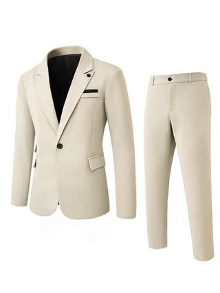 Manfinity Mode بدلة رجالية من قطعتين جاكيت واحدة صدرية بياقة ذروة وشق خلفي و بنطلون