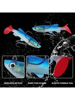 طعوم السمك الناعمة طعوم شاد سمك صغير، محاليل شراعية ذيل خطاف أسفل مجهزة مسبقًا لصيد البحر والمياه العذبة للسمك مثل بلية ، قاليوب ، كرابي ، طعوم غارقة ، هدايا صيد الأسماك للرجال