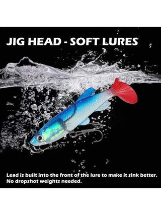 طعوم السمك الناعمة طعوم شاد سمك صغير، محاليل شراعية ذيل خطاف أسفل مجهزة مسبقًا لصيد البحر والمياه العذبة للسمك مثل بلية ، قاليوب ، كرابي ، طعوم غارقة ، هدايا صيد الأسماك للرجال