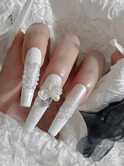 قالب فن الأظافر 3D بزخرفة وردة عقدة قطعة واحدة،زخرفة أظافر رقيقة بفراشة من الحرير الوردي