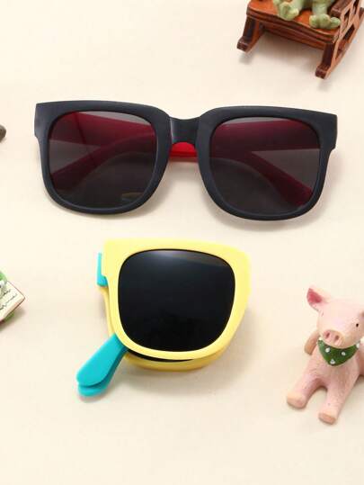 مجموعة من قطعتين من النظارات المربعة الجميلة القابلة للطي المناسبة للأطفال،مناسبة للملابس الأنيقة،الأنشطة الخارجية،الرياضة،ركوب الدراجات،العطلات والشاطئ