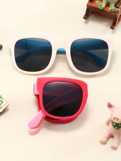 مجموعة من قطعتين من النظارات المربعة الجميلة القابلة للطي المناسبة للأطفال،مناسبة للملابس الأنيقة،الأنشطة الخارجية،الرياضة،ركوب الدراجات،العطلات والشاطئ