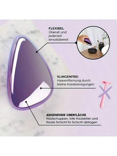 جهاز إزالة الشعر البدني غير المؤلم للرجال والنساء، جهاز إزالة الشعر البلوري، آمن وسهل التنظيف، قابل لإعادة الاستخدام، أداة تقشير الجلد وإزالة الشعر، مناسب للبشرة الناعمة على الظهر والذراعين والساقين ومناطق البكيني. جهاز إزالة الشعر بمقبض بنفسجي...