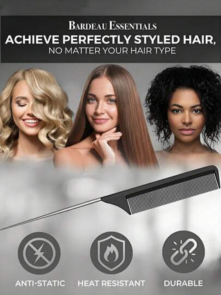 1 قطعة/2 قطعة/3 قطع - مجموعة مشط ذيل الفأر، مشط متصدع، مشط ناعم الأسنان، مشط معدني، مشط مقاوم للحرارة من الكربون وإبرة ذيل من الفولاذ المقاوم للصدأ، طبل من الفولاذ المقاوم للصدأ والمعدن، يستخدم لتصفيف الشعر والتقسيم والتحشية الخلفية وما بعد التلوين