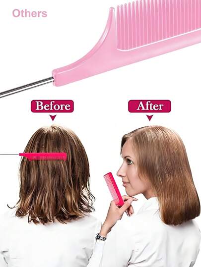 1 قطعة/2 قطعة/3 قطع - مجموعة مشط ذيل الفأر، مشط متصدع، مشط ناعم الأسنان، مشط معدني، مشط مقاوم للحرارة من الكربون وإبرة ذيل من الفولاذ المقاوم للصدأ، طبل من الفولاذ المقاوم للصدأ والمعدن، يستخدم لتصفيف الشعر والتقسيم والتحشية الخلفية وما بعد التلوين