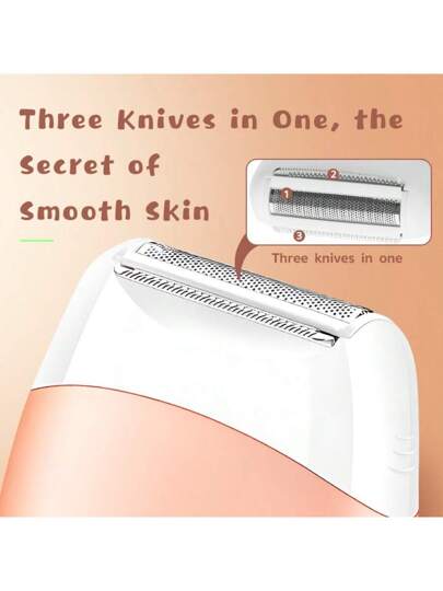 Kemei جهاز إزالة الشعر الكهربائي قابل للشحن للنساء KM-3213، جهاز تحديد الشعر الكهربائي المحمول للنساء، ماكينة حلاقة كهربائية للنساء مقاومة للماء IPX5 للاستخدام الجاف والرطب، قابلة للشحن، ماكينة إزالة شعر للنساء، من نوع C-USB