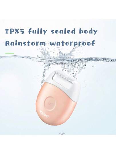 Kemei جهاز إزالة الشعر الكهربائي قابل للشحن للنساء KM-3213، جهاز تحديد الشعر الكهربائي المحمول للنساء، ماكينة حلاقة كهربائية للنساء مقاومة للماء IPX5 للاستخدام الجاف والرطب، قابلة للشحن، ماكينة إزالة شعر للنساء، من نوع C-USB