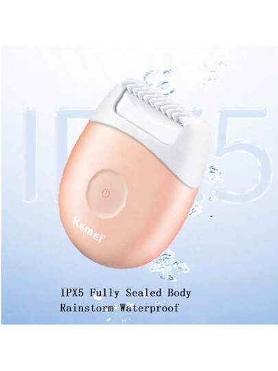 Kemei جهاز إزالة الشعر الكهربائي قابل للشحن للنساء KM-3213، جهاز تحديد الشعر الكهربائي المحمول للنساء، ماكينة حلاقة كهربائية للنساء مقاومة للماء IPX5 للاستخدام الجاف والرطب، قابلة للشحن، ماكينة إزالة شعر للنساء، من نوع C-USB
