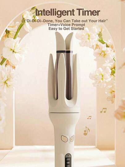 GENAI آلة تجعيد الشعر الآلية المحسنة، مكواة تجعيد آلية احترافية، 4 درجات حرارة و وحدات تسخين إضافية للحصول على تموجات شاطئية طويلة الأمد بسرعة