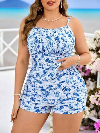 Swim Lushoire مجموعة ملابس سباحة إنيقة كاجوال لأماكن الشاطئ والكورت، طقم مكون من بلوزة كبيرة الحجم، مطبوعة بطبعات عشوائية، مع أربطة قابلة للضبط وطيات متقاطعة في الجزء الأمامي ومطوي بحزام خصر قابل للربط، مقرون مع سراويل بكيني سفلية ملونة بطبعات
