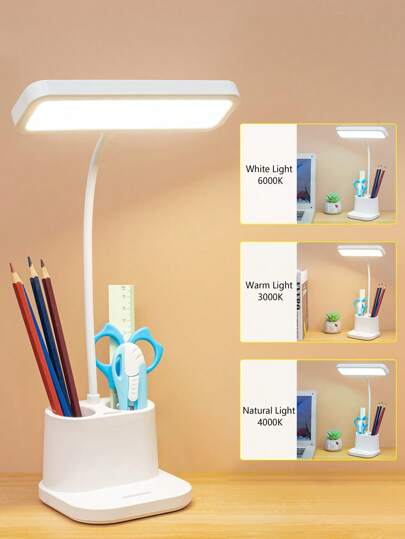 1قطعة مصباح مكتب بخاصية العناية بالعين، استخدام للطلاب في التعلم، مصباح مكتب للسكن، مصباح قراءة ليلي بجوار السرير في الغرفة حامل أقلام