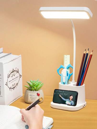 1قطعة مصباح مكتب بخاصية العناية بالعين، استخدام للطلاب في التعلم، مصباح مكتب للسكن، مصباح قراءة ليلي بجوار السرير في الغرفة حامل أقلام