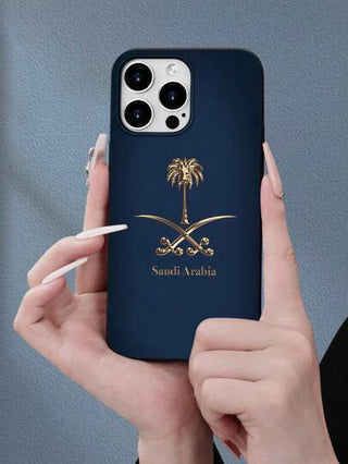 غطاء هاتف ناعم مقاوم للماء وللغبار بتصميم عصري مبسط بنقش سيف مذهب ونخلة لمنطقة الشرق الأوسط، مناسب للهدايا للأصدقاء والعائلة والأزواج وللاستخدام الشخصي في المناسبات والأعياد، متوافق مع هواتف 16/15/14/13/12/11/Pro/ProMax/X/XR/XS/XSMAX/7/8/PLUS