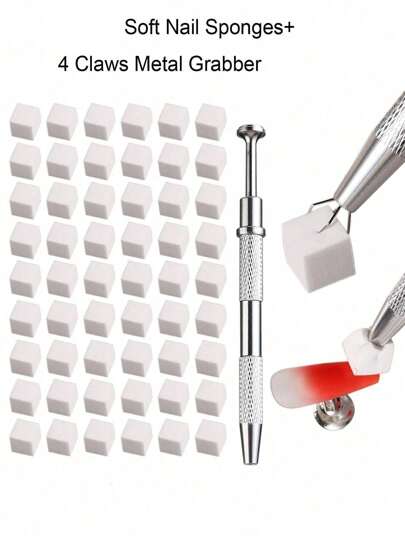 50 قطعة من أسفنج البلوكات الصغيرة ب- 4 مخالب تويزر، أدوات الميني كير والتلوين بالجل والأومبريه لتطبيق طلاء الجرادين