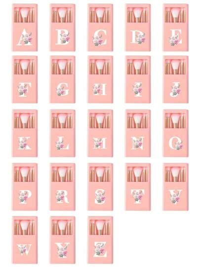 مجموعة فرشاة مستحضرات تجميل محمولة باللون الوردي تحتوي على 5 فرش مع مرآة، مطبوع عليها أزهار وحروف أبجدية باللون الأبيض، مجموعة فرش مستحضرات تجميل في علبة، فرش مستحضرات تجميل متعددة الوظائف مع صناديق مرآة، أقلام مستحضرات تجميل متعددة الوظائف صغيرة...