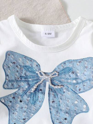 مجموعة 2 قطعة من القمصان ذات الأكمام القصيرة والبناطيل الكاجوال الصيفية الخفيفة الوزن للبنات الصغيرات للاستخدام اليومي والخارجي