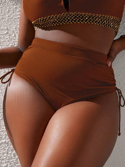 Slaydiva بلوزة سباحة للمرأة البدينة مع خيط للسحب على الجانب