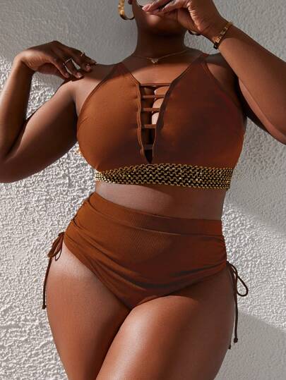 Slaydiva بلوزة سباحة للمرأة البدينة مع خيط للسحب على الجانب