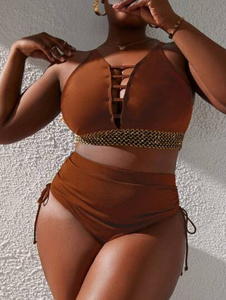 Slaydiva بلوزة سباحة للمرأة البدينة مع خيط للسحب على الجانب