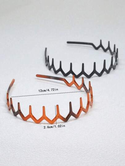 2 قطعة شريط شعر بلاستيكي على شكل موجات مسننة - عصابة شعر مانعة للانزلاق لارتداء أثناء المكياج، غسل الوجه ، السبا ، الحمام واستخدامات يومية ،إكسسوارات شعر عصرية للنساء والفتيات